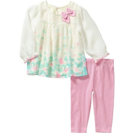 Newborn Baby Girl Chiffon Tunic and Leggings Outfit Set