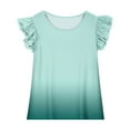 thumbnail image 3 of Piuwrlz Round Neck T-Shirts Children's Girls Short Sweatshirt Sleeve Printed Shirt Top Mint Green Size 4 Years, 3 of 8