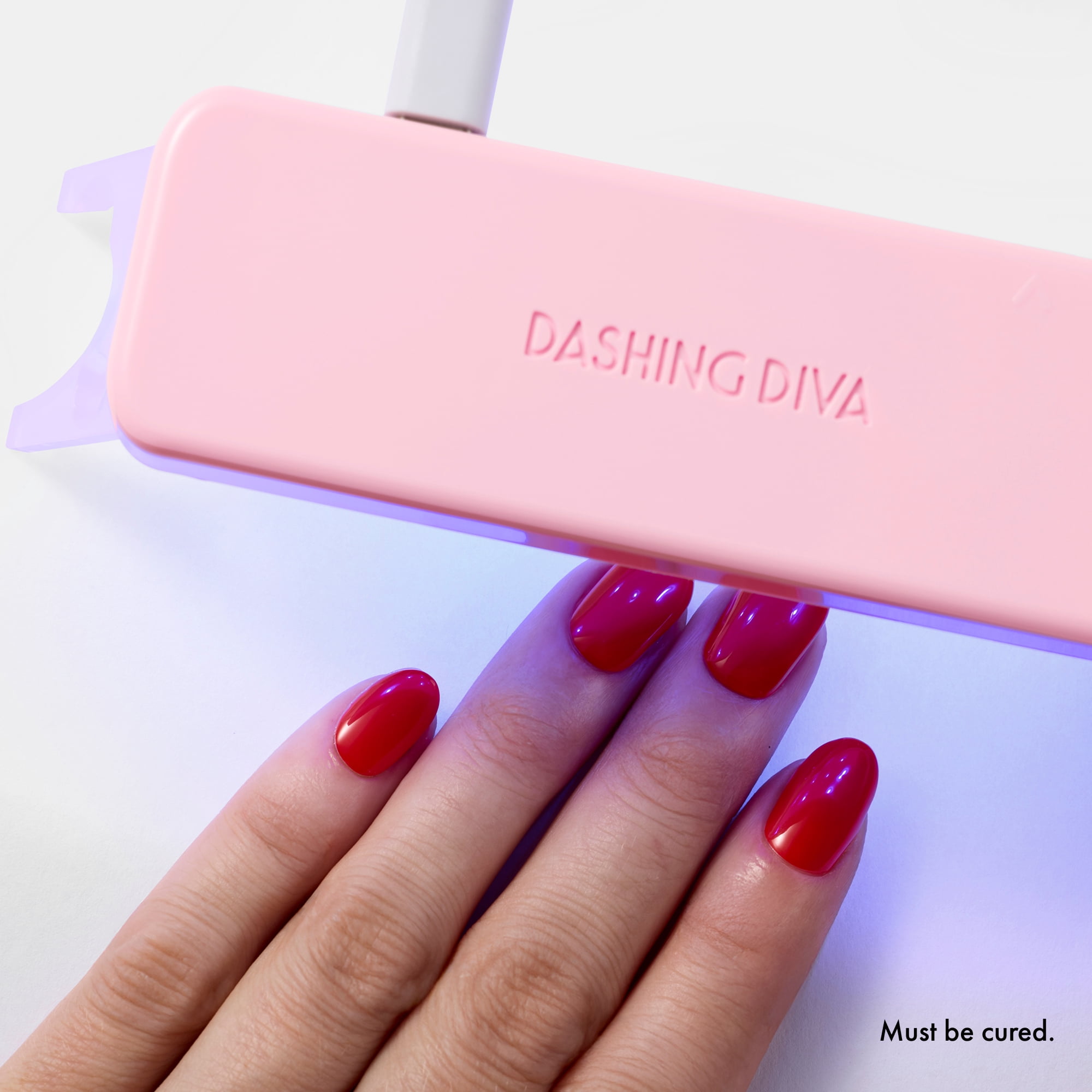 Dashing Diva GLAZE EXTENSIONS Starter Kit in Power, Short Round, Semi-Cured Gel Nail Lengthening Strips, Includes 30 Gel Strips and LED Lamp