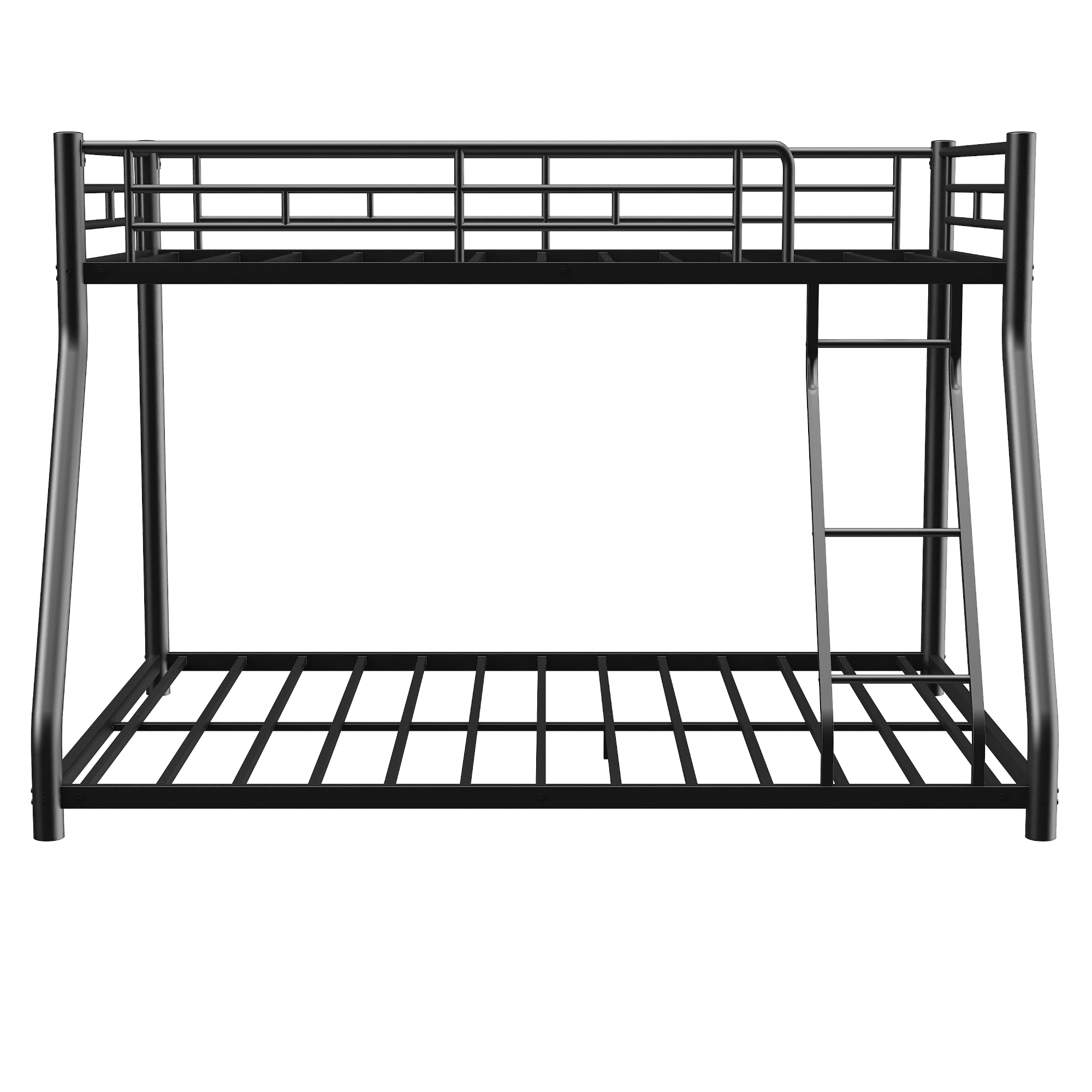 Leumius Twin Over Full Metal Bunk Bed,Heavy Duty Metal Bed Frame with Ladder & Full-Length Guardrail for Teens Adults,Black