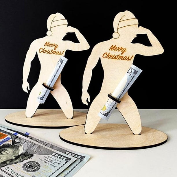 Clip de dinero 3D TANGJMXG Navidad silueta de hombre desnudo billetera de madera