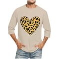 thumbnail image 2 of Jinhomg Men's Big and Tall Holiday Shirts Funny Valentine's Day Heart Print T-Shirts Lightweight Comfy 3/4 Sleeve Crew Neck Tees Male Dating Tops Beige XXXXXL, 2 of 4