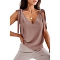 thumbnail image 1 of Camiseta sin mangas con tirantes y tirantes para el hombro, blusa con cuello en V, blusa ajustada con hombros descubiertos, color rosa M, 1 of 6