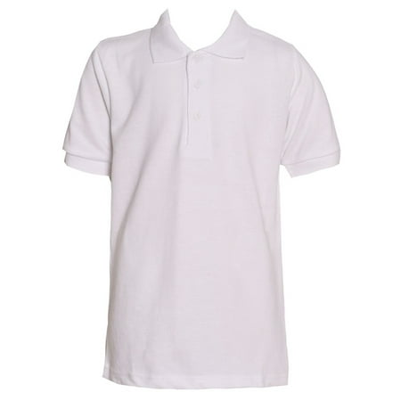 Authentic Galaxy Little Boys White Three Button Polo School Uniform Shirt