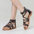 thumbnail image 3 of Sandalias de gladiador para mujer, sandalias planas con tiras y cremallera trasera para fiestas y vacaciones, 3 of 9