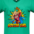 thumbnail image 4 of Inktastic Soccer Girl Superhero Women's V-Neck T-Shirt, 4 of 5