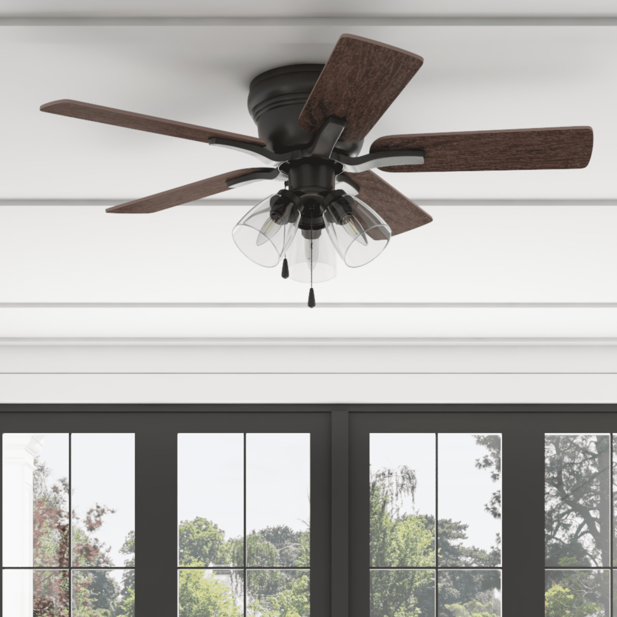 Better Homes & Gardens 42" Black Traditional Indoor Ceiling Fan with Lights, Pull Chain Control & Reverse Airflow
