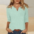 thumbnail image 2 of Short Sleeve Womens Tops 2025 Spring Neck Casual Print Tunic T Shirts Womens Tops Mint Green Women Imitation Cotton T Shirt Women's Long Sleeve T-Shirt(XXL), 2 of 6