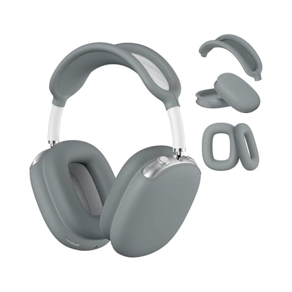 Eryueer Silicone Case Cover compatible with AirPods Max, Anti-Scratch Ear Pad & Headband Protector, Grey