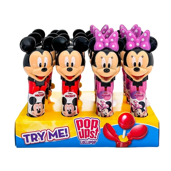 Minnie & Mickey Mouse Lollipop Holder, 12 Count Party Favors, Stocking Stuffers, Goodie Bags, Piñata Candy, Game Prizes | Bulk Set of 12 | Lollipops Included