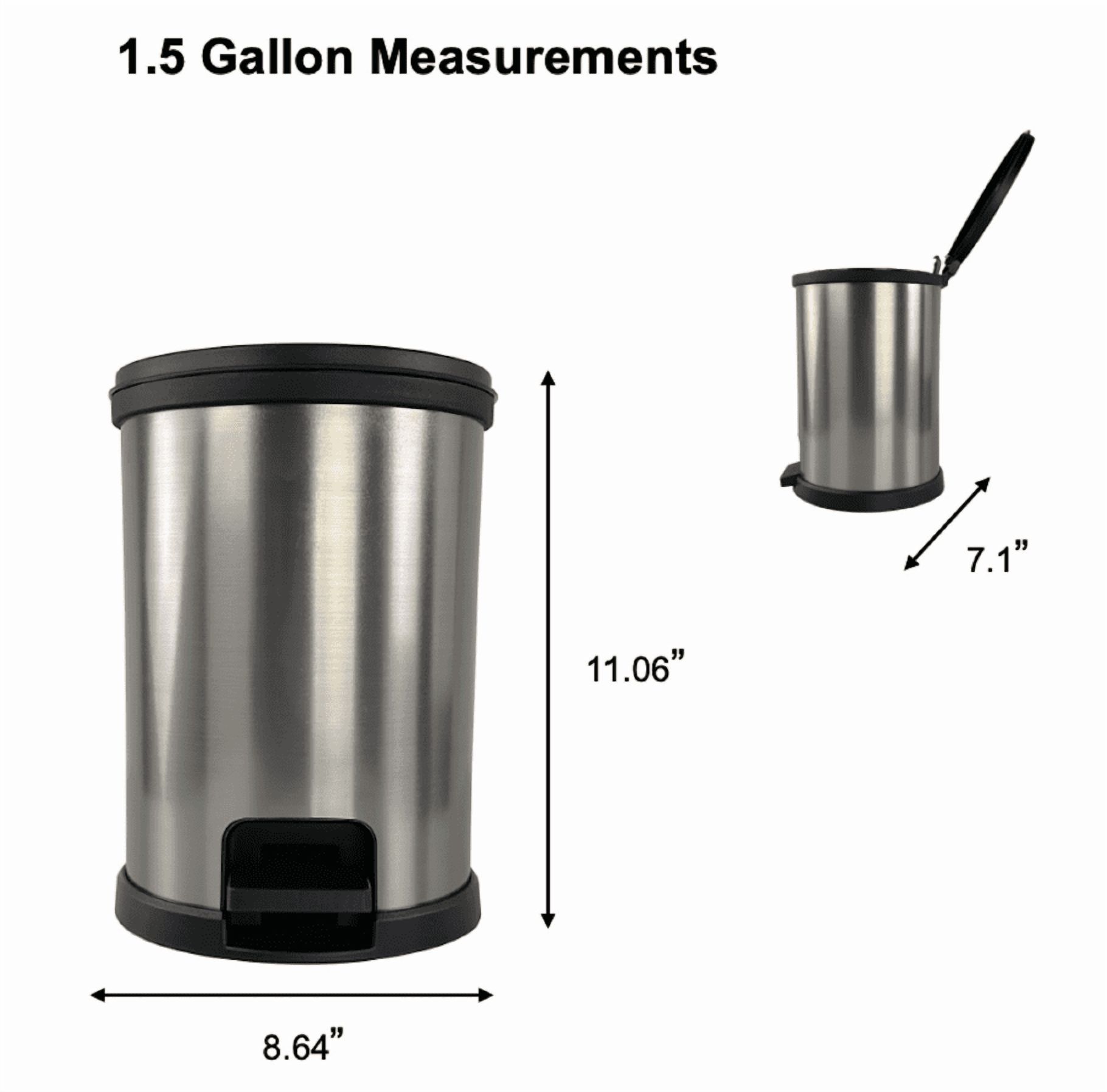Mainstays 1.5-Gallon Bathroom Trash Can, Silver photo 7