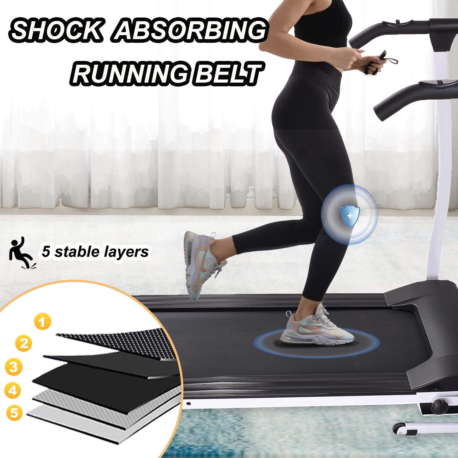 FYC 1.5HP Electric Folding Treadmill for Home, Portable Foldable Electric Motorized Running Exercise Machine Compact (White)