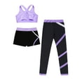 thumbnail image 5 of TiaoBug Kids Girls 3 Piece Active Sports Tracksuits Crop Top Vest with Booty Shorts Leggings Set Lavender 16, 5 of 5
