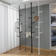 thumbnail image 5 of Adjustable Laundry Pole Clothes Drying Rack Coat Hanger DIY Floor to Ceiling Tension Rod Storage Organizer for Indoor, Balcony - White, 5 of 10
