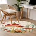 thumbnail image 5 of Retro Red Round Area&nbsp;Rug 3.3ft Mushroom Fern Plants Butterfly Beige Pastoral Non-Slip&nbsp;Washable Circle Rugs Soft Felt Indoor Floor Mat for Bedroom Kitchen Living Room Bathroom, 5 of 9