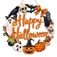 thumbnail image 3 of Halloween Wood Wreath Ghost Black Cat Pumpkin Skull Door Hanging Sign Decorations Rustic Spooky Halloween Welcome Wooden Signs for Front Door Hanger Home Decor Party Supplies,B, 3 of 7
