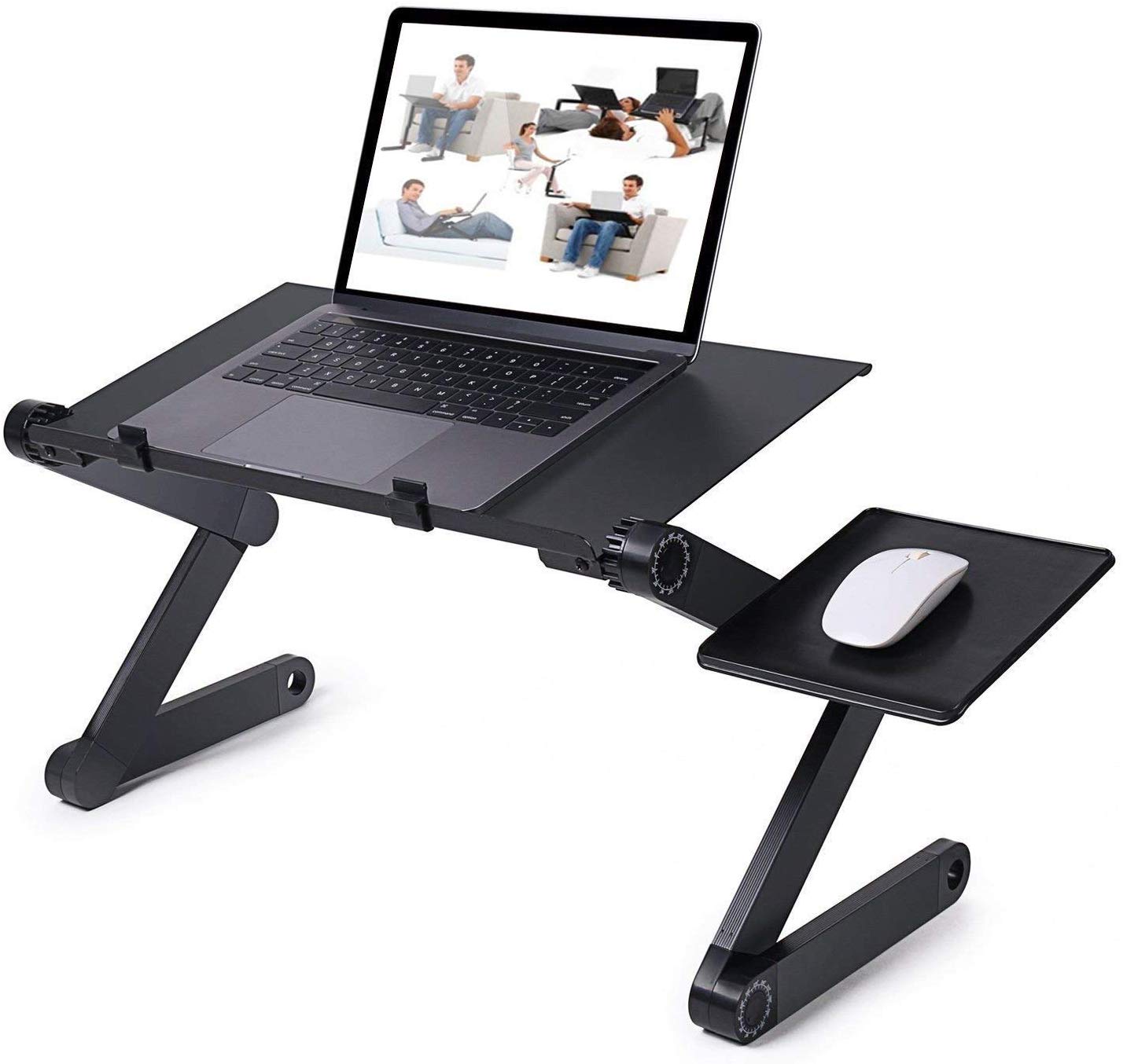 Foldable Laptop Stand Riser – Adjustable Height Metal Table For Sofa Bed Office, 15" Laptop, ABN Finest