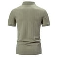 thumbnail image 6 of WREESH Men's Casual Solid Button Short Sleeve Collar Pullover T-Shirt Top Men's Ribbed Four Button Shirt Top Khaki, 6 of 9