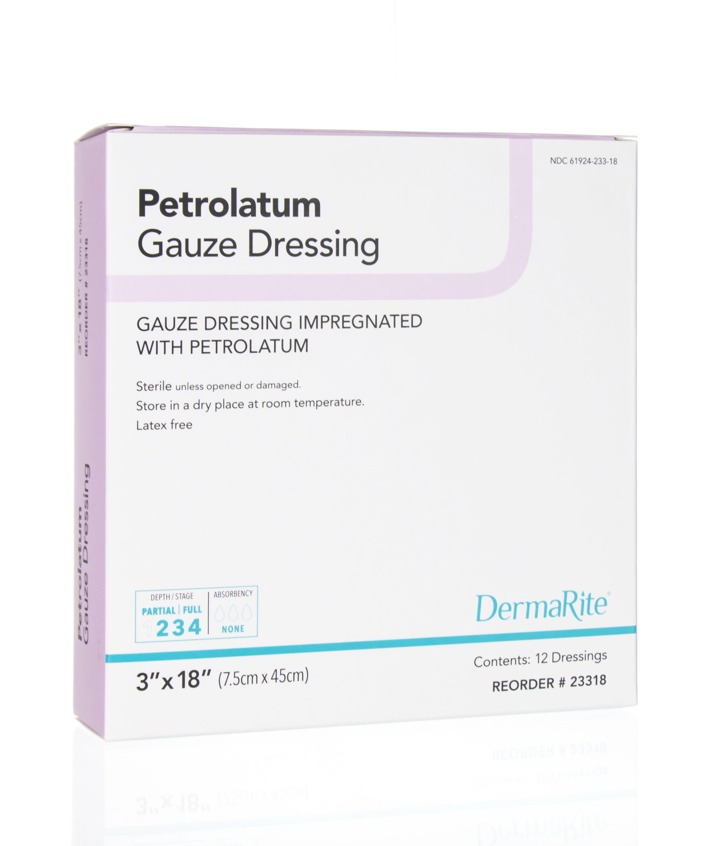 DermaRite Petrolatum Impregnated Dressing 3 x 18" Strip Gauze 23318 12 Ct