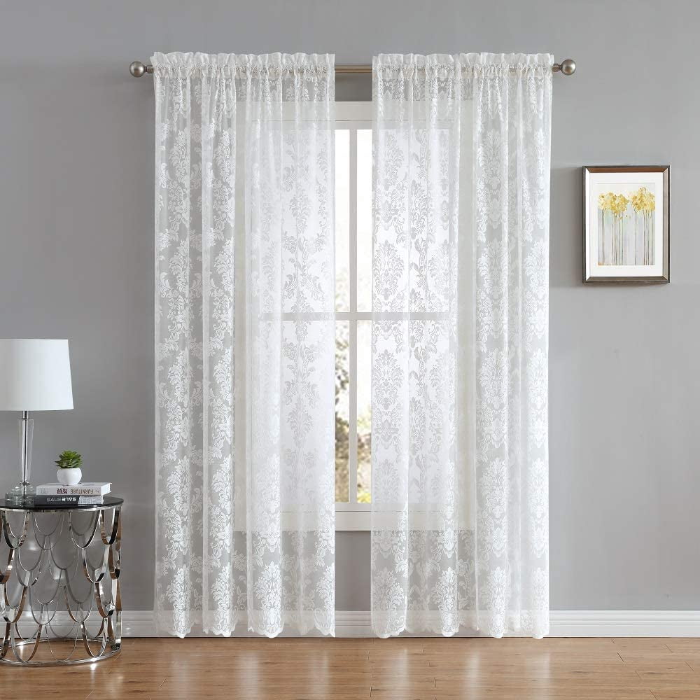 Warm Home Designs 54" W x 63" L Ivory Lace Curtains. FI Ivory 63