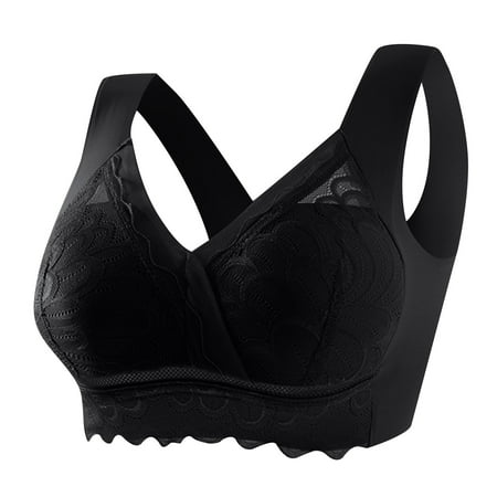 

PEASKJP Sports Bras for Women High Support Longline Sports Bras for Women Womens Rimless Underwear Push Up L Cup Thin Cotton Rimless Bra Black 3X-L