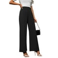 thumbnail image 2 of Wide Leg Stretchy Work Pants Women Pull on Dress Pants High Waisted Business Casual Trousers Slacks Black XS, 2 of 9