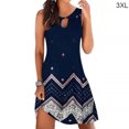 thumbnail image 1 of Robe Bohème Femme Vêtements de Plage Robe Mini Sans Manches, Robe Bohème Mini Sans Manches Bleu Marine, Rayé, 3TG, 1 of 5