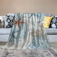 thumbnail image 5 of Creowell Nautical Coastal Blanket Starfish Seashell Coral Beach Themed Throw Blankets Gifts for Adults Sea Ocean Theme Lightweight Soft Cozy for Sofa Couch Bed Room Birthday Decor 40*50in, 5 of 7