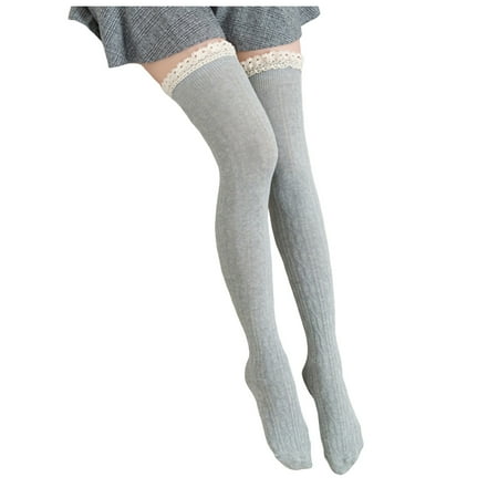 SUNYCUTER Knit Solid High Women s Splice Lace Socks Stocking Stocks Long Socks Lace Women Lingerie Gymnastics Tights Stockings Warm Hosiery for Women Control Top Mom Said Stoking Spanks Hosiery Tights