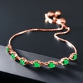 thumbnail image 4 of Gem Stone King 2.80 Ct Round Green Simulated Emerald 18K Rose Gold Plated Silver Bracelet for Women, 4 of 5