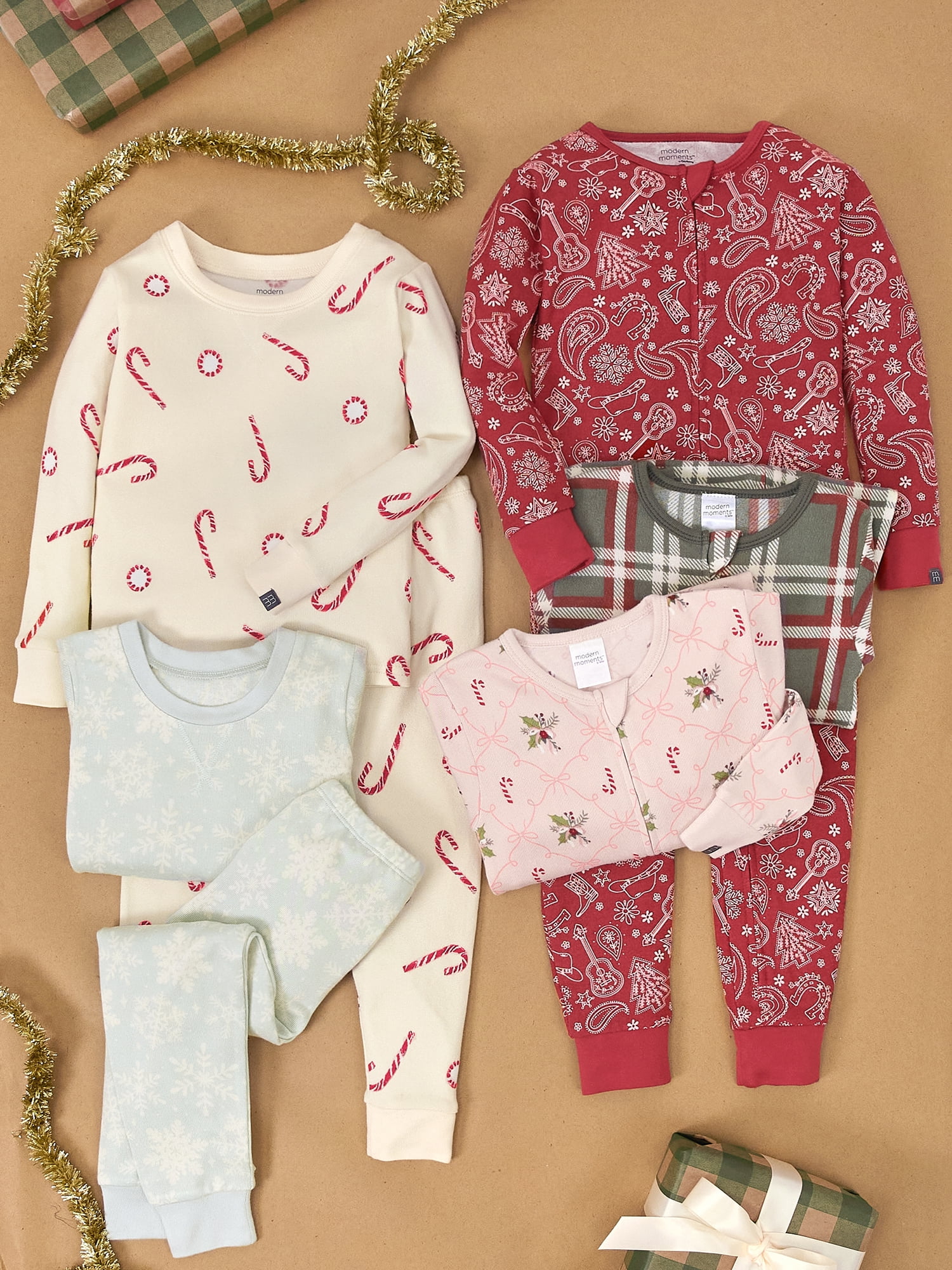 Modern Moments by Gerber Christmas Pajamas, 4-Piece, Sizes 12 Months - 5T