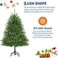 thumbnail image 4 of Senfot 6FT Prelit Artificial Christmas Tree with 450 Lights, Foldable Stand, On/Off Foot Pedal, Easy Assembly, Christmas Holiday Decoration for Home, Party, Office, Green, 4 of 8