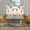 thumbnail image 2 of Yayeee Kitchen Curtains Tier Pair Light Filtering 27"x36" Rod Pocket Short Cafe Window Panel, Red Cherry, 2 of 7