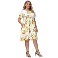 thumbnail image 1 of Hanna Nikole Women Plus Size Casual Short Sleeve Dresses Empire Waist Dress Elastic Crew Neck A-Line Dress with Pockets, 1 of 7
