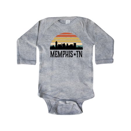 

Inktastic Memphis Tennessee Skyline Retro Sunset Gift Baby Boy or Baby Girl Long Sleeve Bodysuit