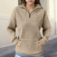 thumbnail image 2 of Bovemsi Womens Sweatshirts Women'S Autumn And Winter Solid Color Long Sleeved Lapel Half Zip Pocket Fall Fashion Outfits 2025 Clothes, 2 of 7