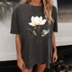 thumbnail image 4 of Camisetas de Manga Corta para las Mujeres Impresión Floral Cuello Redondo Gota Hombro Manga Superior Moda Casual para Verano Camisetas de Manga Corta para las Mujeres, 4 of 7