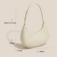 thumbnail image 4 of Women Shoudler Bag Solid Color Smooth Faux Leather Underarm Bag Crescent Shape Adjustable Strap Large Capacity Zipper Closure Lady Handbag, 4 of 11