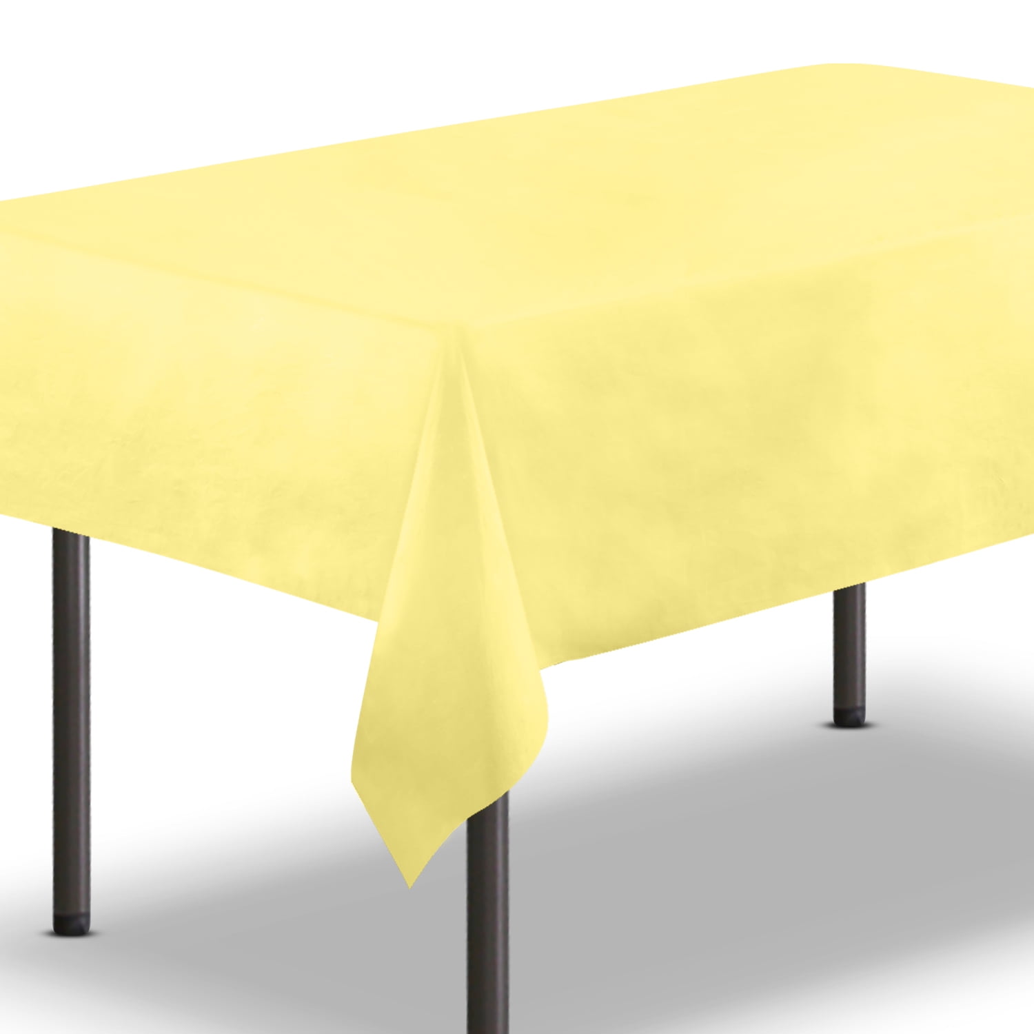 [10 Pack] Yellow Plastic Tablecloth 54 x 108 Inch Rectangle Table Cloth Reusable Cover