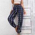 thumbnail image 5 of Zpanxa Wide Leg Pants Woman Slim Slightly Elastic Versatile Plaid Wide Leg Casual Pants Blue L, 5 of 6