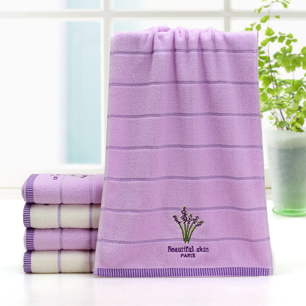 Cotton Embroidery Lavender Aromatherapy Soft Bath Hand Face Towel Sheet