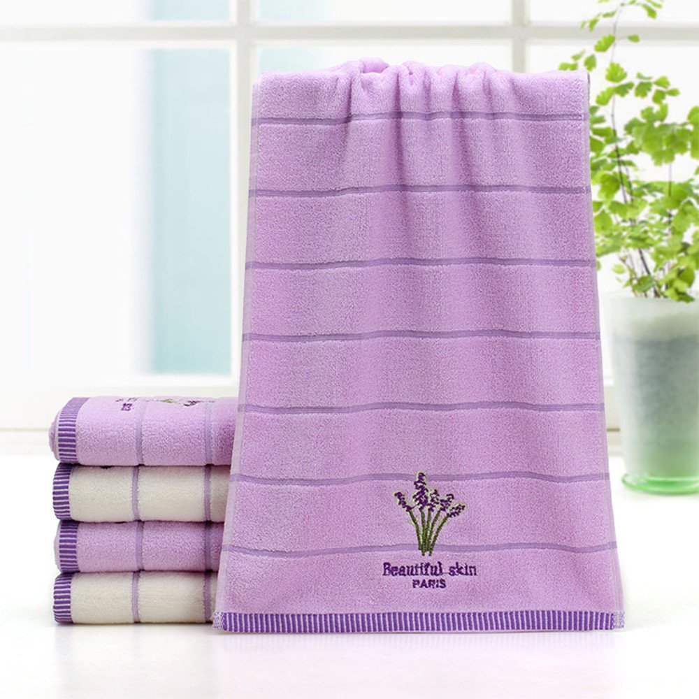 Cotton Embroidery Lavender Aromatherapy Soft Bath Hand Face Towel Sheet