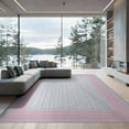 thumbnail image 2 of ODIKA 6'x9' Washable Area Rug Pink Dot Border Whimsical Scattered Polka Motifs Boho Scallop for Dining Room, Under Table, Office Décor, Non-Slip Chair-Friendly, 2 of 7