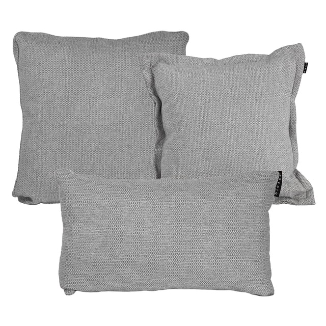 Set de 3 Cojines Decorativos (1 Cuadrado + 1 Cuadrado Grande y 1 Rectangular) Rivo Gris