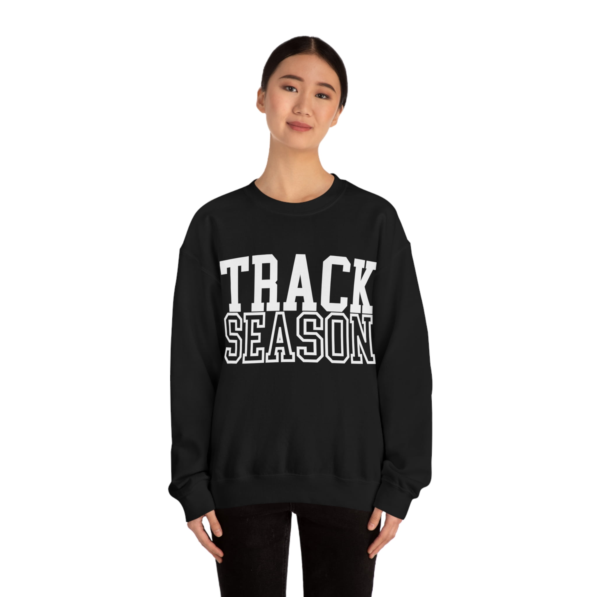 Track Season Sweatshirt Trendy Track and Field Long Sleeve Shirt Black Medium