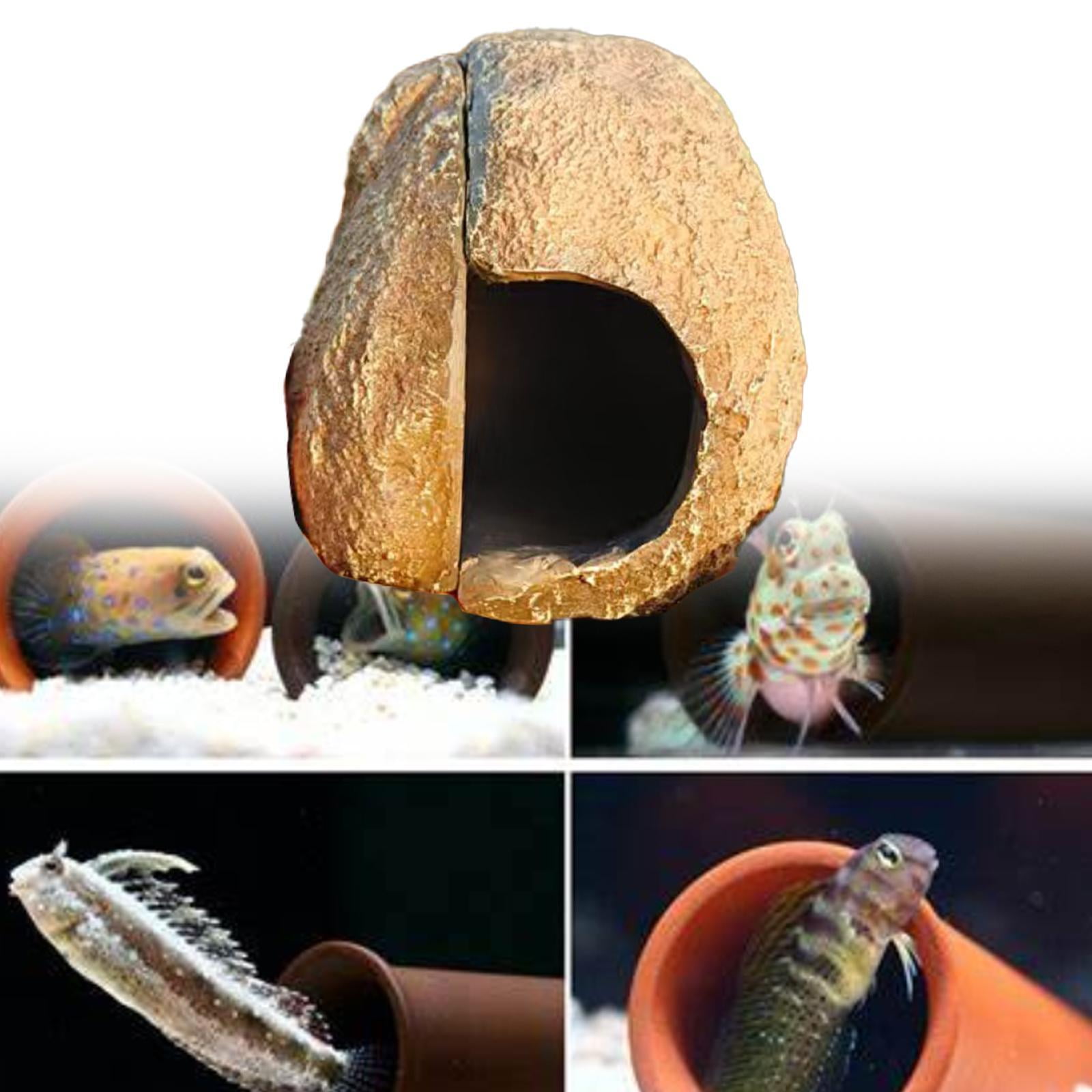 EHJRE Aquarium Rock Cave Hideaway Cave Crafts Resin Tank Ornament Aquarium Decor for Newts Pond Frogs Amphibians Bearded Dragon