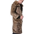 thumbnail image 2 of Somuwie Clearance Men's Long Fox Fur Faux Leather Square Collar Straw Coat, 2 of 4