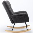 thumbnail image 3 of Glider Rocking Chair, Teddy Velvet Accent Rocker Chair with Soft Seat Cushion and Metal Base, Upholstered Wingback Living Room Chairs for Reading Room, Bedroom, Office, Dark Gray, 3 of 8