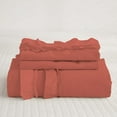 thumbnail image 3 of DNG Creations 3 Piece Double Ruffle Duvet Cover With Zipper Closure ( Solid Brick Red ) All-Season 100% Egyptian Cotton, 800 Thread Count ( Oversized Queen - Size ), 3 of 6