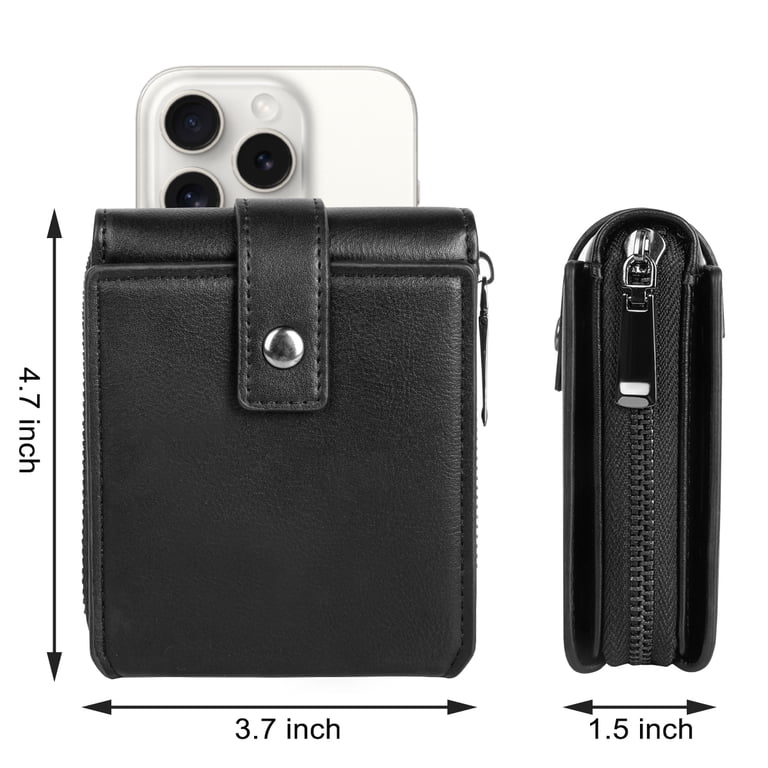 Cshidworld Men's Leather Zipper Wallet, RFID Shielded, Large